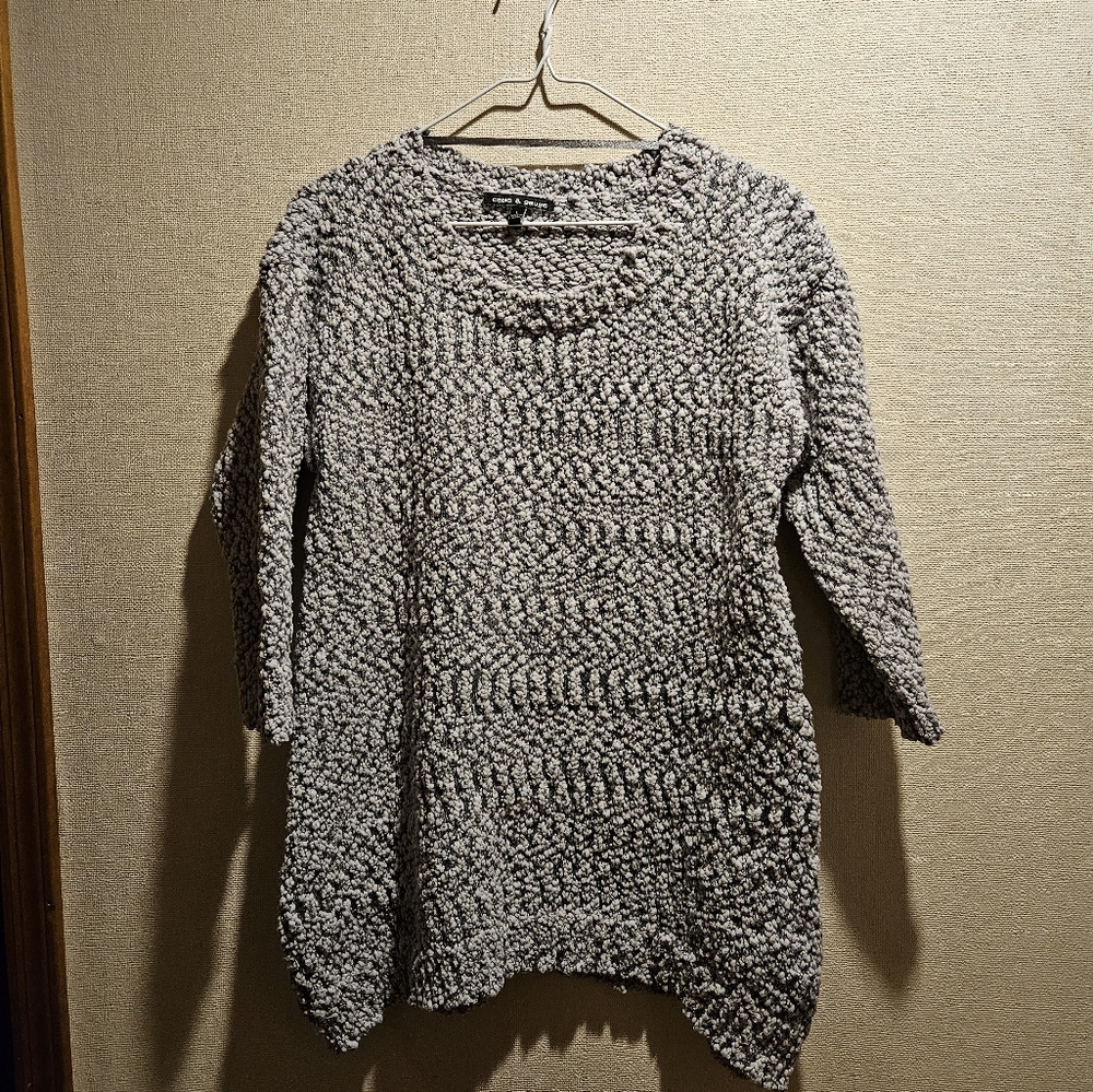 Cable & Gauge Knit Women's sweater top, Size L, grey